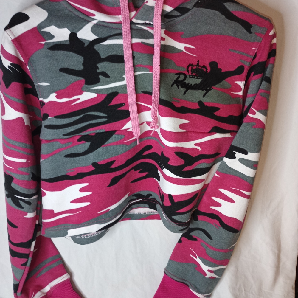 Royalty For Me Camouflage Hoodie in Pink and Gray